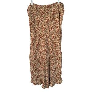 Kate Hill 100% Silk Floral Cottagecore Maxi Skirt Fall Floral Sz 16
